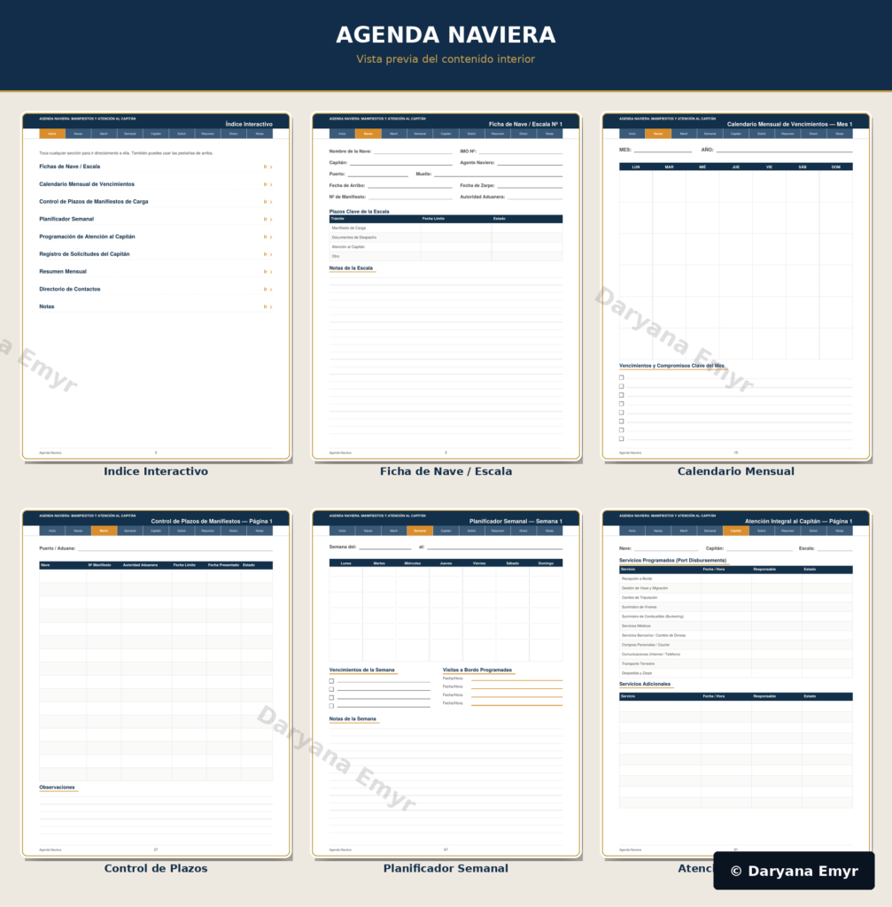 Agenda Naviera — Manifiestos de Carga y Atención al Capitán