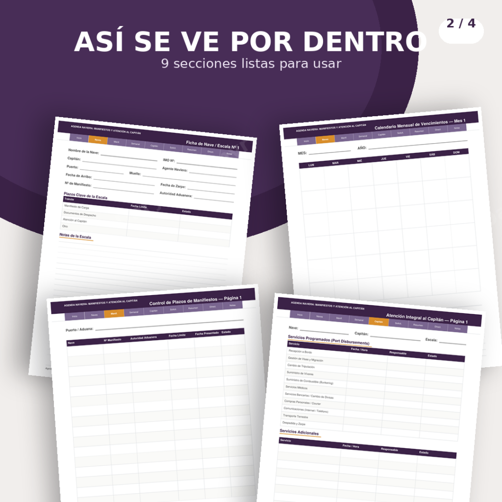 Agenda Naviera: Manifiestos y Atención al Capitán